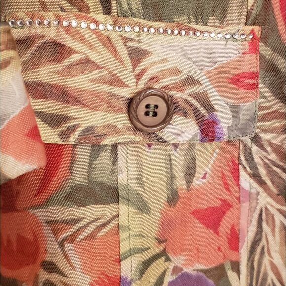 Very Pretty Floral Erin London Button Down Blouse - Sheer - Sz L - Picture 5 of 5